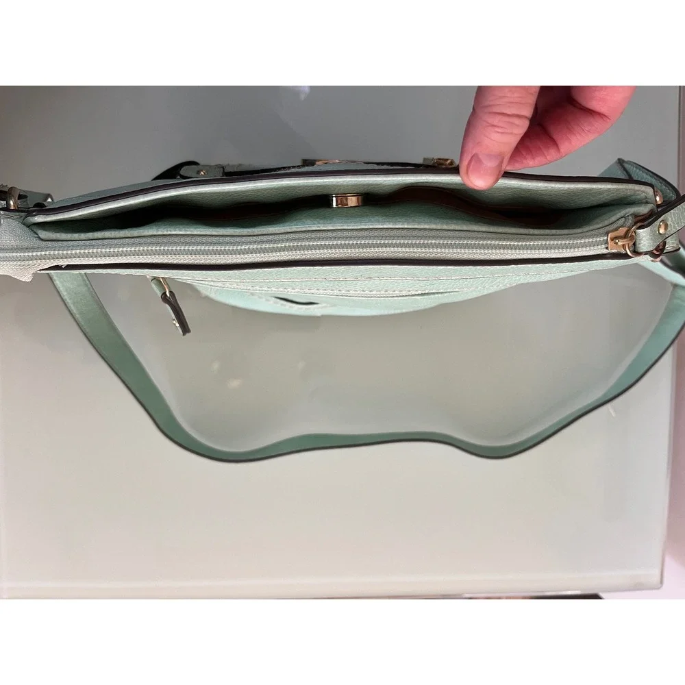 b.o.c. Born Concept Light Green Pebbled Faux Leather Crossbody Bag Purse